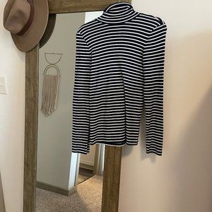 J Crew Blue & White Stripe Turtleneck